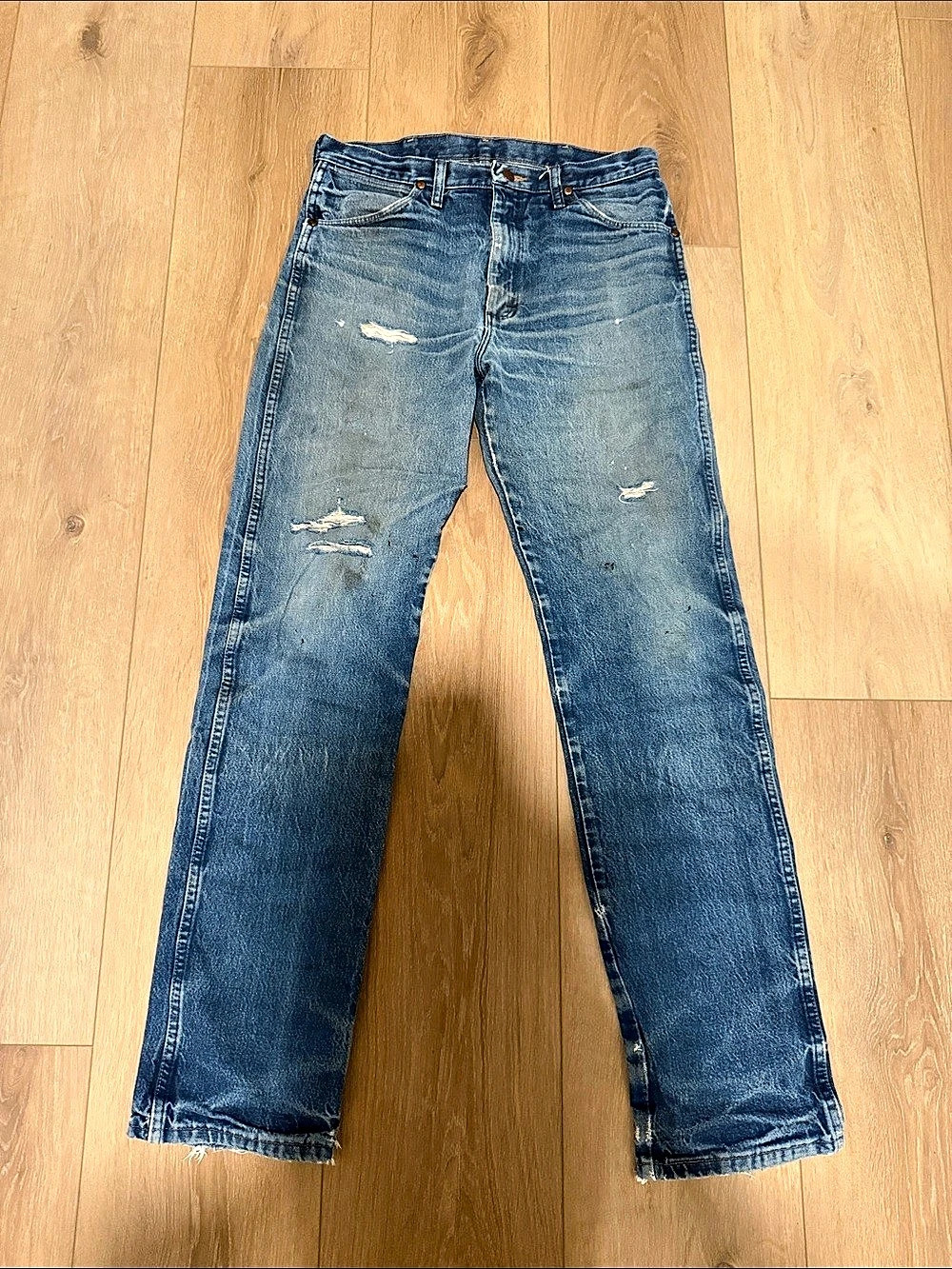 Distressed Wrangler 13MWZ Cowboy Cut Original Fit Jeans Cowboy Cut Original Fit
